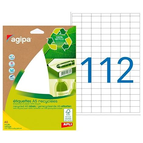 Etiquettes adresses recyclées 12 x 18,3 mm Agipa 101242 - Pochette de 1568 (1/2)