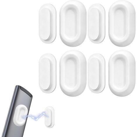 4-Piece Wall-Mounted Remote Control Holder, Magnetic Wall Mount, No Drilling, No Damage to Walls, Heat-Resistant, for TV, Set-Top Box, Fan, Roller Shutters, White (1/5)