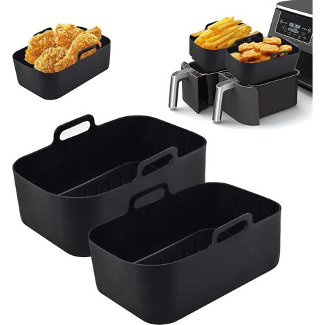 Moule en silicone pour friteuse à air chaud, accessoire 2 pièces, doublure réutilisable pour friteuse à air chaud, pot carré en sili (1/5)