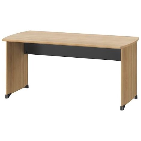 Bureau droit chêne L 160 x P 80 cm piètement plein bois - jazz - Maxiburo (1/3)