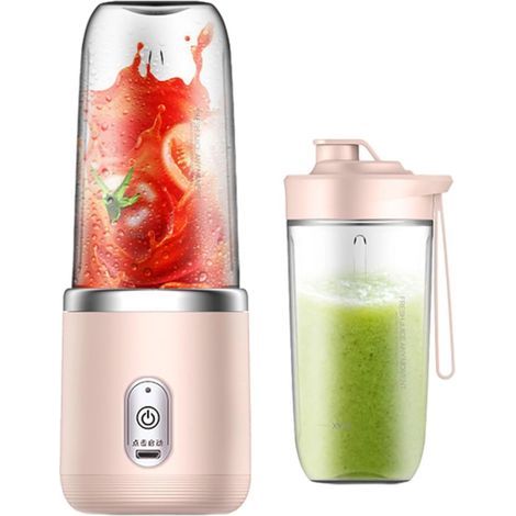 Mixeur portable pour milkshakes et smoothies, extracteur de jus avec 4 lames, sans fil, 325 ml, USB, mixeur plongeant idéal pour le sport, les voyages et les activités de plein air. (1/5)