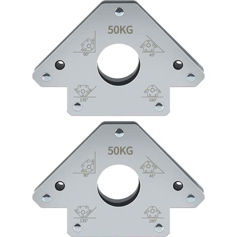 Lot de 2 équerres de soudage magnétiques - Capacité de charge : 50 kg - Positionneur de soudage avec forte adhérence - Angle de soudage magnétique avec 45°, 90° et 135° - Aimant de soudage robuste (1/5)