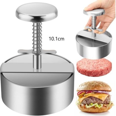Presse à Burger, 304 Acier Inoxydable Presse à Hamburger, Ajustable Steak Haché Presse à Burger, Facile à Utiliser, Antiadhésive Presse à Hamburger pour Réunion de Famille, Fête-10.1cm(10,1 cm)