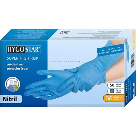 HYGOSTAR SUPER HIGH RISK PUDERFREIE NITRILHANDSCHUHE S BLAU XL 30 CM FRANZ MENSCH (1/3)