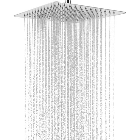 Pommeau de Douche à pluie, Douche pluie 12 pouces Chrome, Tete de douche carré 30 x 30 cm, Douche de tête en acier inoxydable, Douche de tête à angle réglable, Montage au plafond ou mural. (1/5)