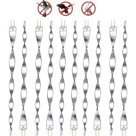 (Argent) 10 pièces répulsif pour oiseaux, répulsif réfléchissant pour oiseaux, 30cm spirale lumineuse réfléchissante 360 degrés pour balcons, arbres fruitiers, jardins potagers. (1/4)