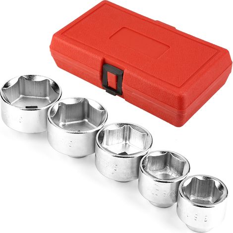 Satz mit 5 Ölfilterschlüsseln (24 mm, 27 mm, 32 mm, 36 mm, 38 mm) für schnelle Demontage (1/5)