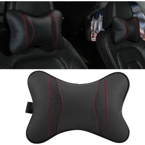 UlisemLeather Autositzkissen für Autozubehör Kopfstütze Nackenstütze Kissen Schwarz (1/4)