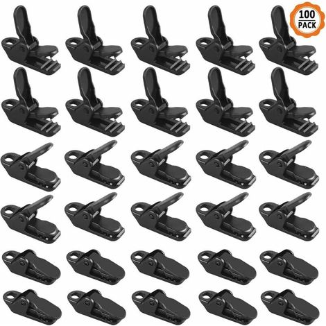 100Pcs Tent Clip Tarp Clip, Plastic Tent Clip Tarpaulin Clip, Black Tarp Clip Clips for Camping Tents, Outdoor Activities, 3.2 1 1.3cm (1/5)