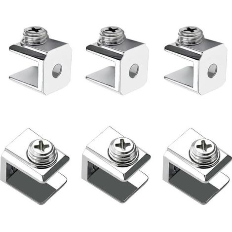 16 Pièces Pince à Verre, Support de Verre Réglable, Pince Support en Alliage de Zinc, Pince de Fixation pour Verre de 3-8mm D'épaisseur, Avec Vis (1/4)