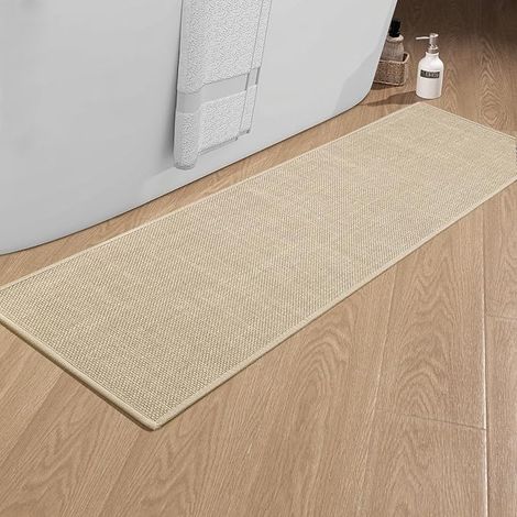 Kitchen Mat, 43 x 150 cm, Beige Non-Slip Bath Mat (1/5)