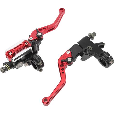 Kit Freinage Universel Moto 7/8in Levier Cylindre Maître avec Réservoir et Protège-Main Carbone Rouge (1/5)