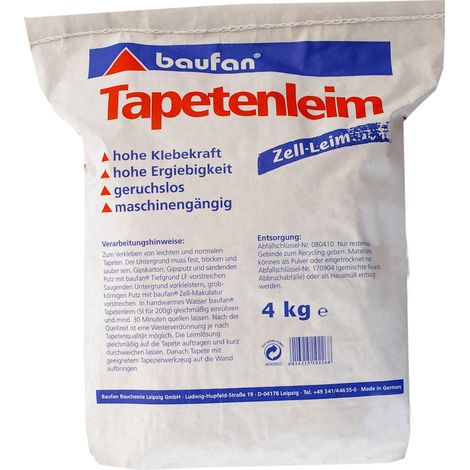 Colle à papier peint – 4 kg I Colle cellulaire sans odeur et universelle pour coller des papiers peints légers et lourds avec une forte adhérence