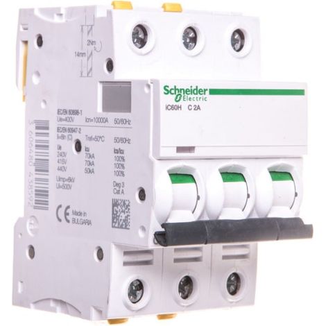 Leistungsschalter 3P C 2A 10kA AC iC60H-C2-3 A9F07302