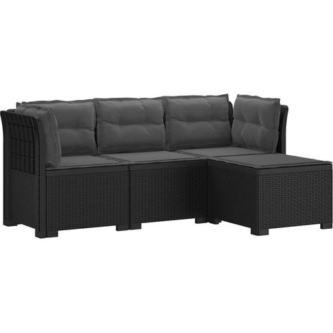 vidaXL 4-Seater Garden Sofa with Cushions Rattan Look PP Anthracite (1/5)