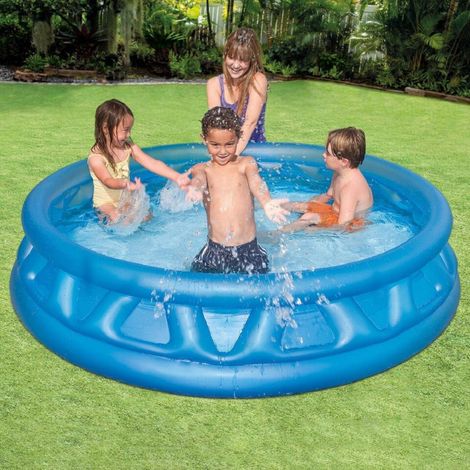 Trade Shop - Aufblasbares Schwimmbecken Dreiecke weich blau 188 x 46 cm 790 l Kinder Sommer 58431 - (1/4)