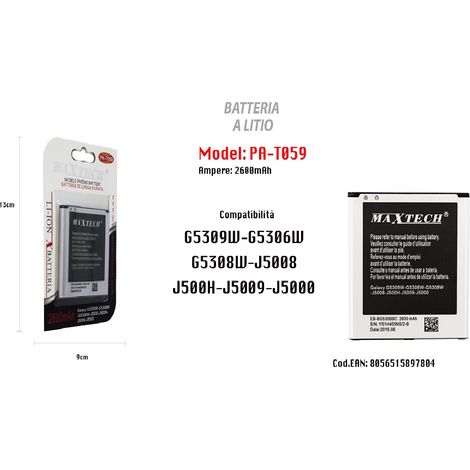 Trade Shop - MAXTECH PA-T059 Lithium-Akku für Samsung Galaxy J5 G530, 2600 mAh, Ersatz -