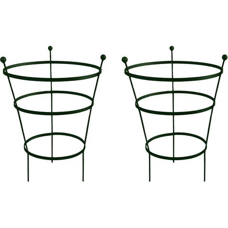 62cm Tall Peony Cage Plant Support - Plastic Coated Green - Pair