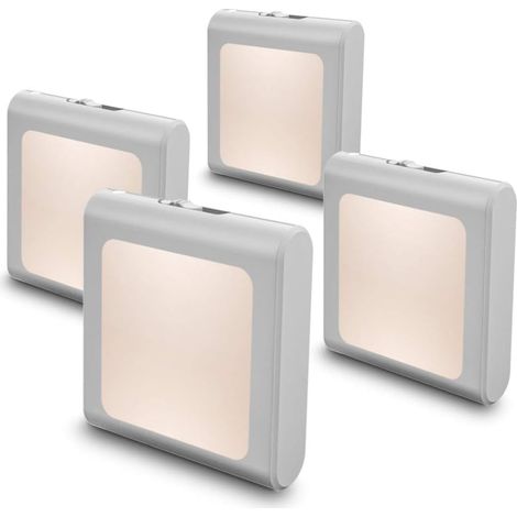 Veilleuse LED à intensité variable, à brancher, idéale pour les couloirs, les chambres d'enfants, etc. - Lot de 4, lumière blanc chaud