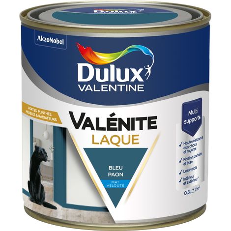 Dulux Valentine Peinture Laque Valénite Intérieur et Extérieur Multi-supports - Finition parfaite et lisse, Haute Résistance - Mat Bleu Paon 0,5 L