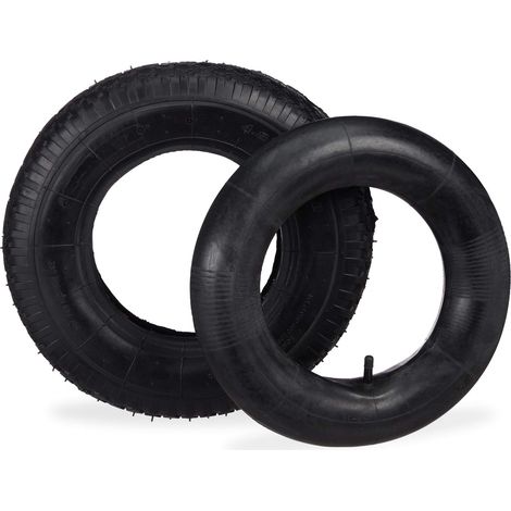 Roue brouette 4.00-8’’ avec Chambre à air, Crampons, 150 kg, Chariots, 400x100mm, Noir (1/5)