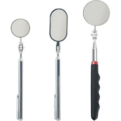 Lot de 3 miroirs d'inspection télescopiques - Outils rétroviseur Poignées mécanique Rond à 360 ° extensibles Pour inspections véhicules