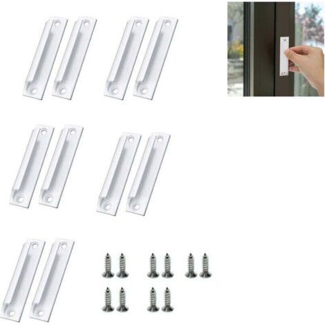 2 Pièces Poignée Blanc de Porte Coulissante Poignée Meuble en Alliage d'Aluminium Poignée de Fenêtres avec Vis