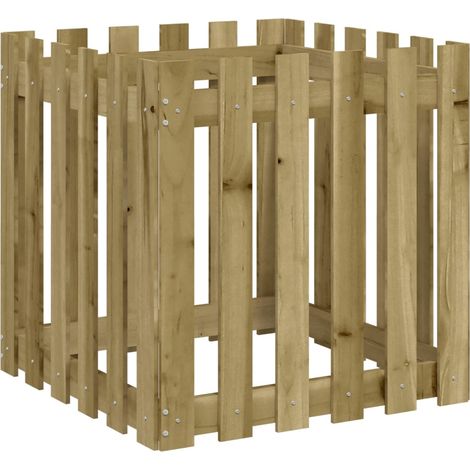 Vassoio per fioriera aiuola rialzata piante fiori terrazza giardino con recinzione design 60 x 60 x 60 cm pino impregnato marrone 020038107
