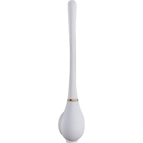 Brosse-Toilette Silicone en Forme de Batte de Baseball, Ouverture/Fermeture Automatique, Design Compact et Ergonomique, Nettoyage Profond sans Rayures, Blanche Perle (Modèle Élégant) (1/5)