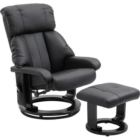 Fauteuil de massage avec repose-pieds, noir, 76x80x102 cm (1/5)