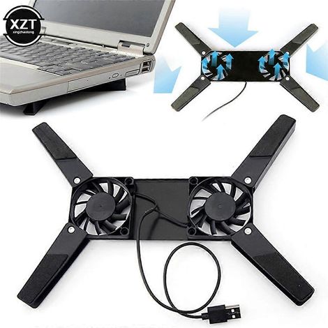 Support de refroidissement rotatif USB avec 2 ventilateurs pour ordinateur portable de 10 à 17 pouces (XNC) (1/5)