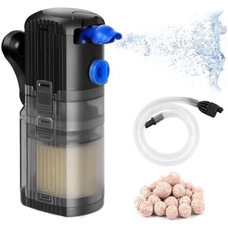 Filtro y bomba internos ajustables 3 en 1 para acuarios de agua dulce o salada de 40 a 120 litros, 500 l/h, 8 W (1/5)