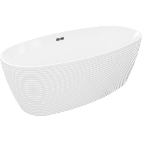 Mexen Lira freistehende Badewanne Muster 170 x 80 cm, weiß, Überlauf Gun Metal - 52831708000-95 (1/5)