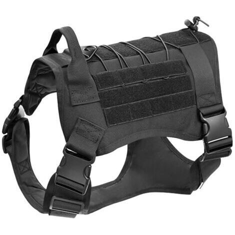Harnais Tactique Pour Chien Sans Traction - Noir, M, Harnais Militaire Réfléchissant Pour Chien Avec Poignée, Gilet De Service Pour Chien Pour L'Entraînement, Gilet De Travail Réglable Pour A