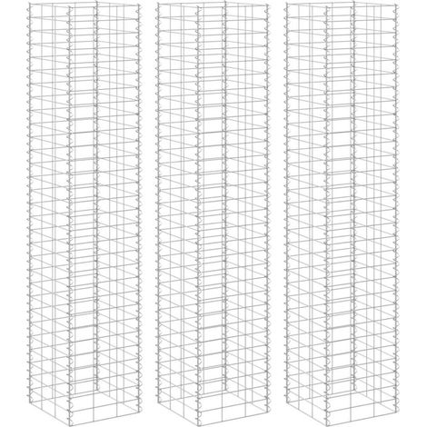 Lot de 3 Jardinières - Balconnière à fleurs Lit surélevé en gabion 30x30x200 cm Fer BV744380 - BonneVie (1/5)