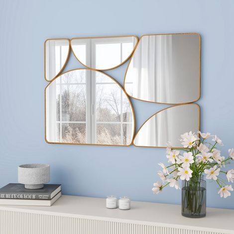 Pebble Rectangle Metal Framed Wall Accent Mirror in Gold 60.5x91CM (1/4)