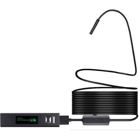 Caméra d'inspection Caméra endoscope sans fil 8 mm IP68 Inspection WiFi étanche 2.0MP HD 8 LED Endoscope à câble semi-rigide pour iPhones iPads Appareils Android et PC, 1M-Noir - 1M-Noir (1/5)