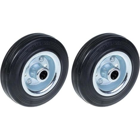 Rad - Schwarz - 125mm - Tragfähigkeit 120kg - Packung mit 2 - Solides Gummi