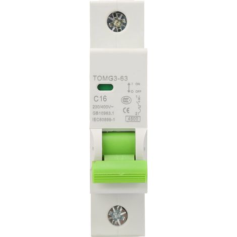 Disjoncteur miniature 1P C16A TOMG3-63, protection différentielle, interrupteur automatique modulaire, 16 ampères, disjoncteur de fuite à air, 1 pôle, type C, norme DIN, pour tableau électrique. (1/5)