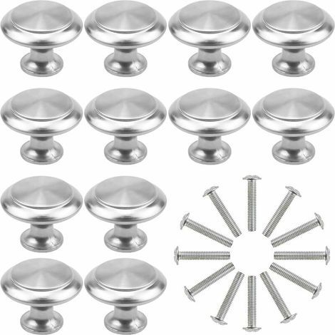 12PCS Argent Tiroir de Porte Poignée, 30mm Bouton de Meubles, Unique Trou Rond Boutons de Tiroir, Boutons de Porte, Poignées de Meuble pour Placard Armoire Cuisine, Chambre d'enfant (1/4)