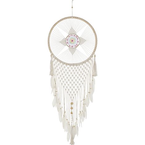 Traumsensor in Baumwoll Rattan 52x1x145 Weiß Feder Baumwoll Ratan Material Multicolor -Farbfamilie Suspendierte Details Details (1/4)