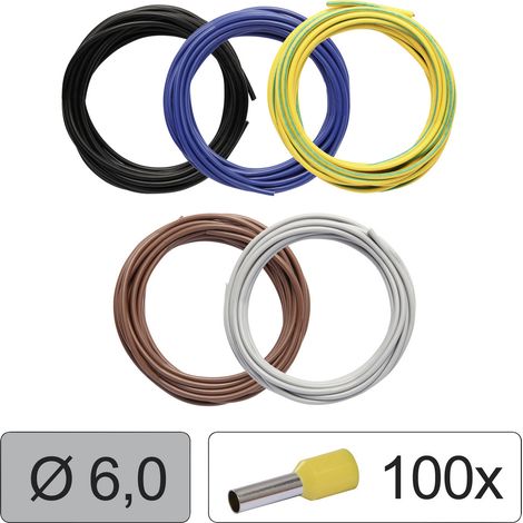 Quadrios 25CW121 Einzelader LiFY   6.0 mm² Schwarz, Blau, Gelb-Grün, Braun, Grau 1 Set