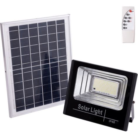 Solar-LED-Flutlicht 100 W 6500 K Panel: 6 V/12 W Batterie: 3,2 V/8000 mAh Fernbedienung [HO-SOLARFL-100W-01] (1/5)