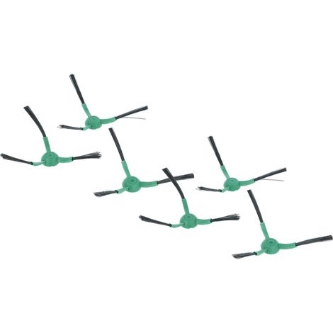 vhbw 6x spazzola laterale compatibile con iRobot Roomba Combo Essential Y0140, Y051240 robot aspirapolvere - Set spazzole, nero / verde, a 3 bracci (1/4)