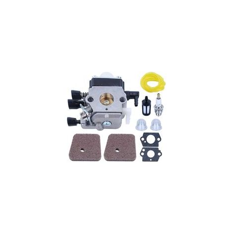 Kit Carburateur pour Stihl FS38 FS45 FS46 FS55 HS45 HK45 KM55 FC55 Débroussailleuse, Carburateur avec Joints + Bougie + Filtre à Air + Filtre Pièces de Rechange Accessoire (1/5)