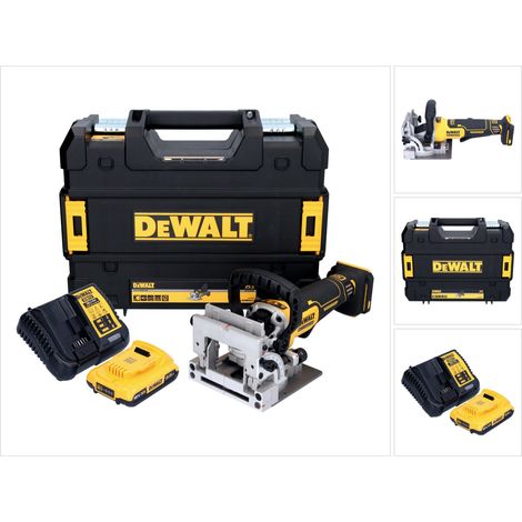 DeWalt DCW 682 D1T Akku Flachdübelfräse 18 V 102 x 20 mm Brushless + 1x Akku 2,0 Ah + Ladegerät + TSTAK