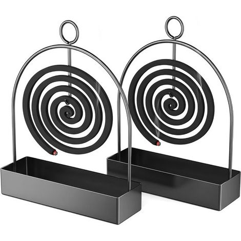 Supports pour spirales anti-moustiques 2 pièces – Porte-spirales en métal suspendus ou sur pied – Supports de protection pour spirales anti-moustiques – Noir (1/5)