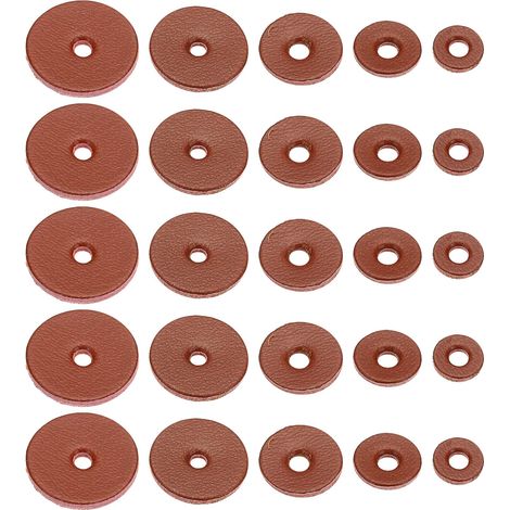 100 Pièces Rondelles en Cuir Marteau Badge Couleur Brun Rougeâtre (1/5)