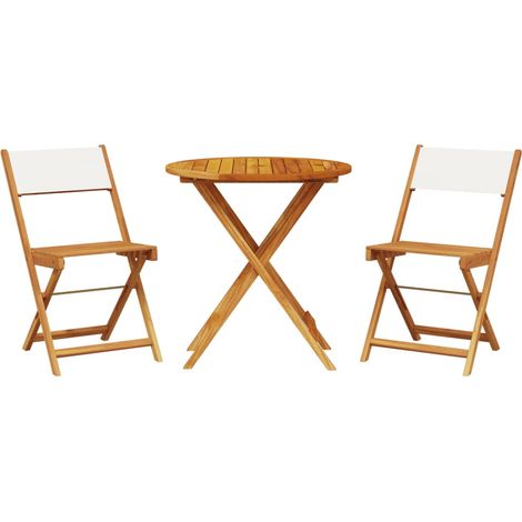 Maison Exclusive - Set da Bistrot 3pz Bianco Crema in Tessuto e Legno Massello