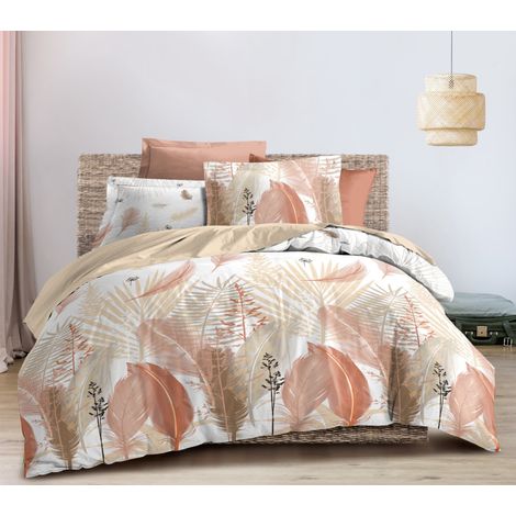 Parure de draps 4P "Louna" lit 160 x 200 Plumes Multi Coton Pur